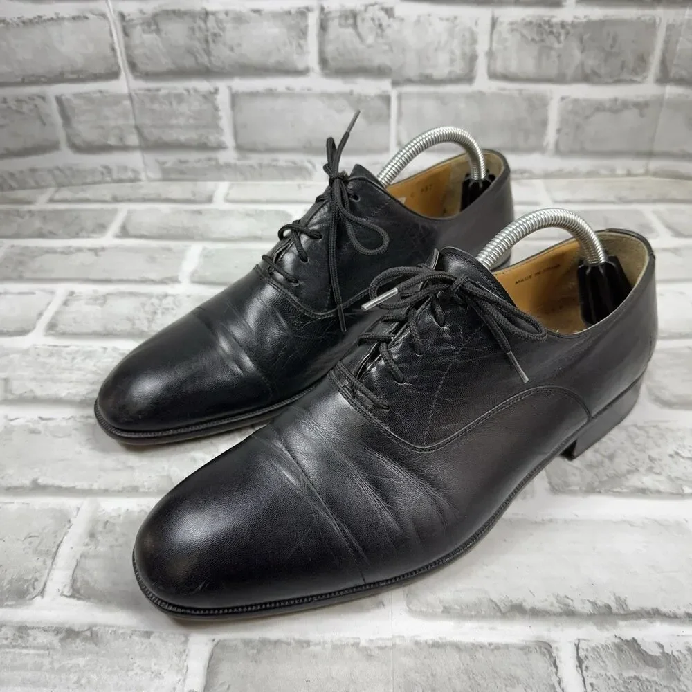 Massimo Emporio Men's Size 9 Black Leather Cap Toe Oxfords Lace Up Dress Shoes